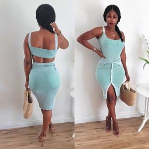 Cotton knit it ribbed mineral wash skirt set and bodysuit